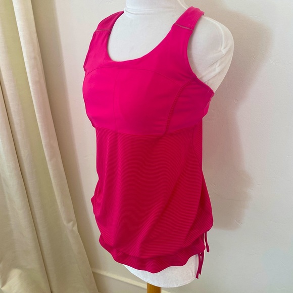 Athleta Bright Pink Tank cinched bottom - Picture 1 of 7